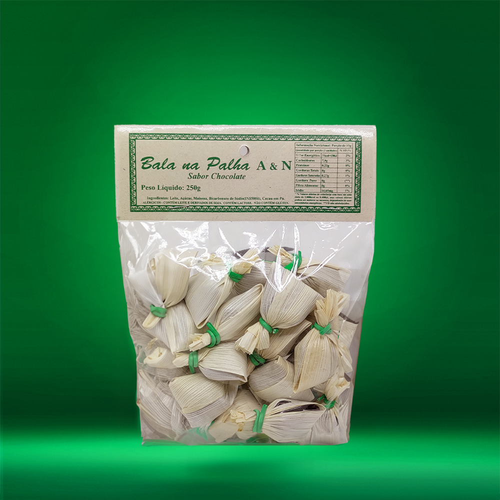 [8332040491] BALA NA PALHA DE CHOCOLATE 250G