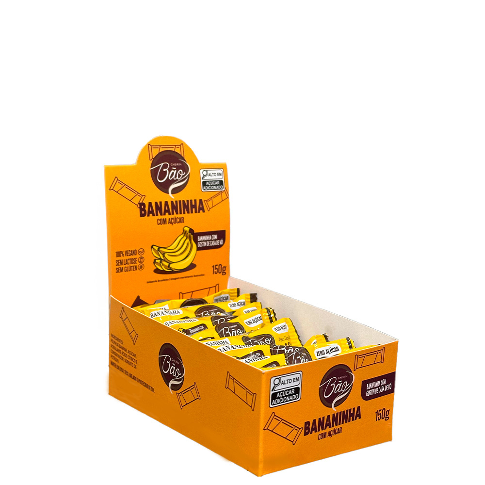 [8771079943] KIT BANANINHA C/ ACUCAR 18G - COM 100UN + DISPLAY